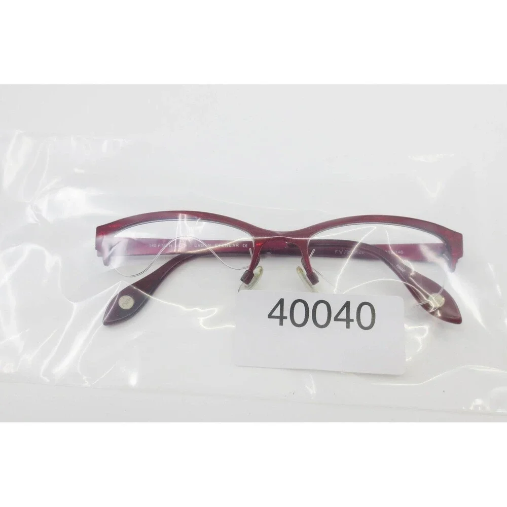 Fysh UK 3529 681 Burgundy Cat Eye Semi-Rimless Eyeglasses Frames 51-18-140